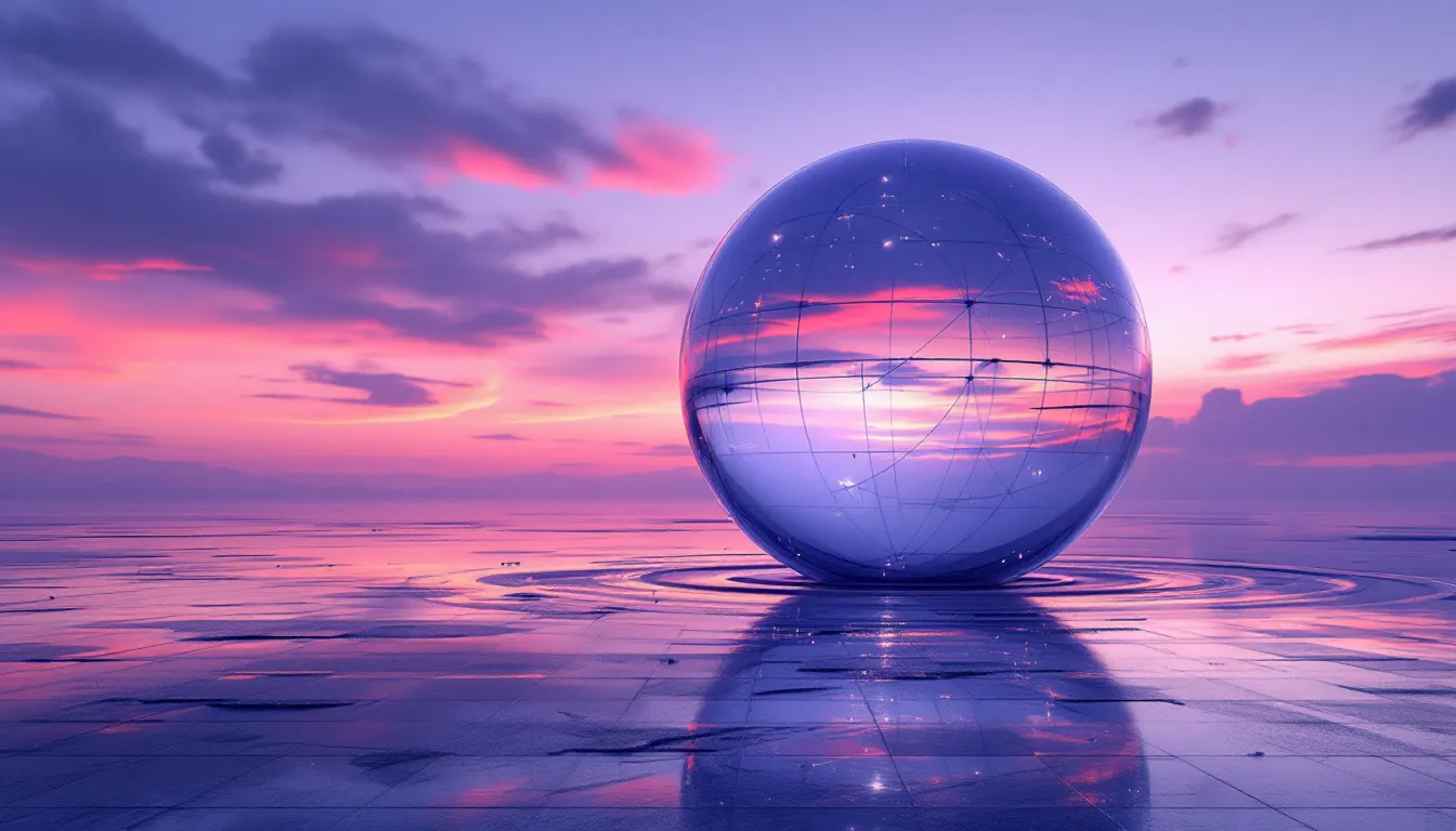 Floating Glass Sphere at Twilight