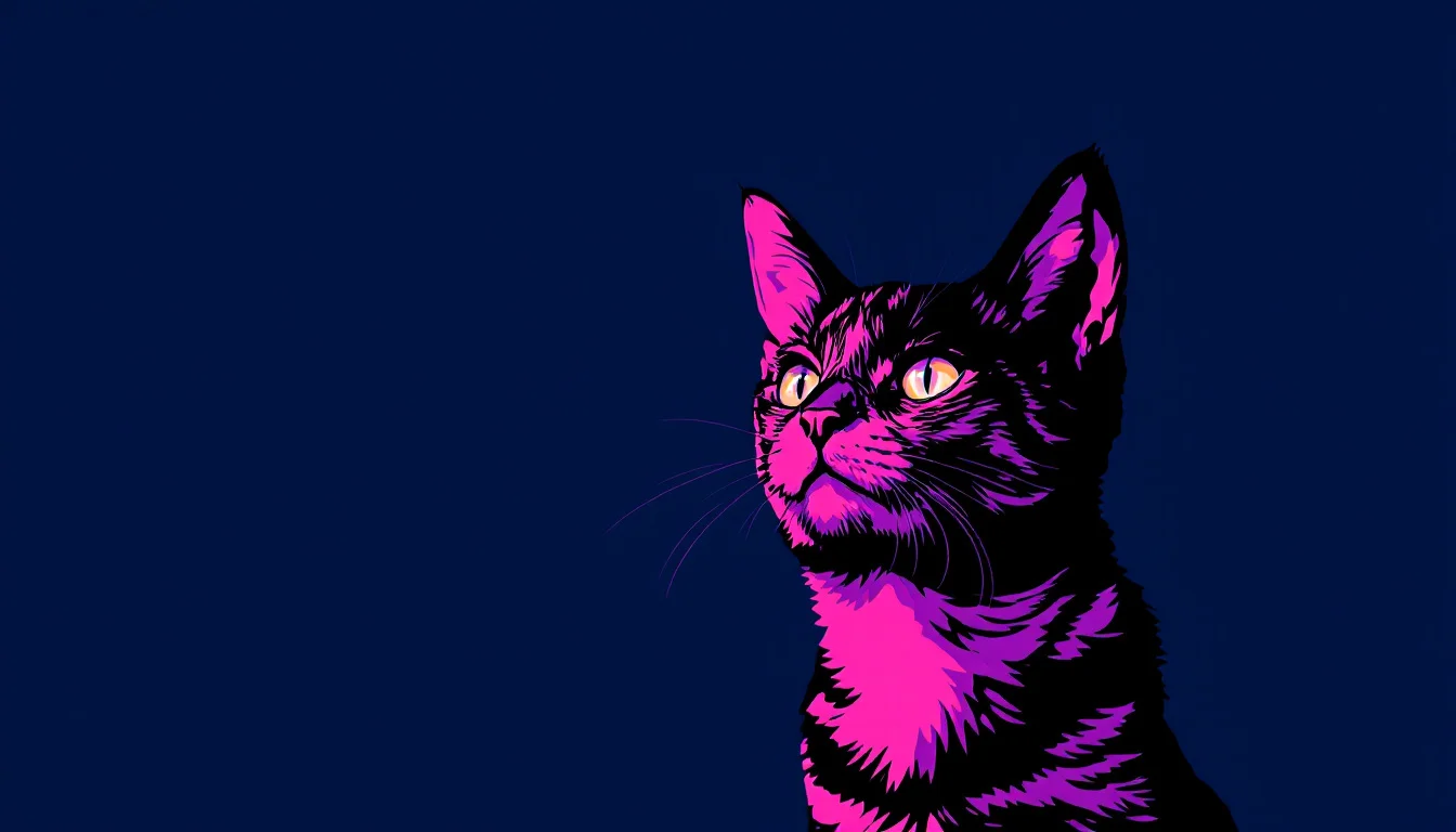 Black And Pink Cat Portrait
