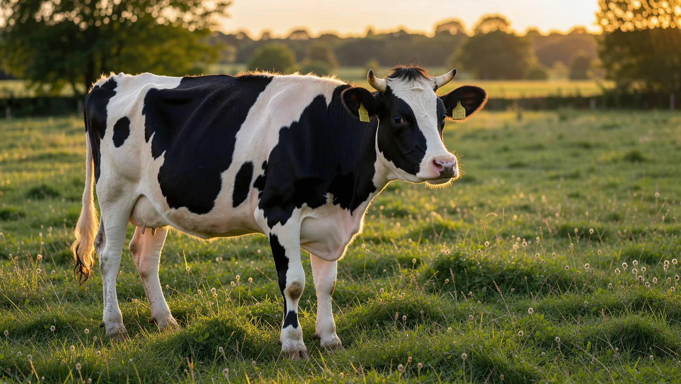 Holstein Cow Portrait In Lush Pasture